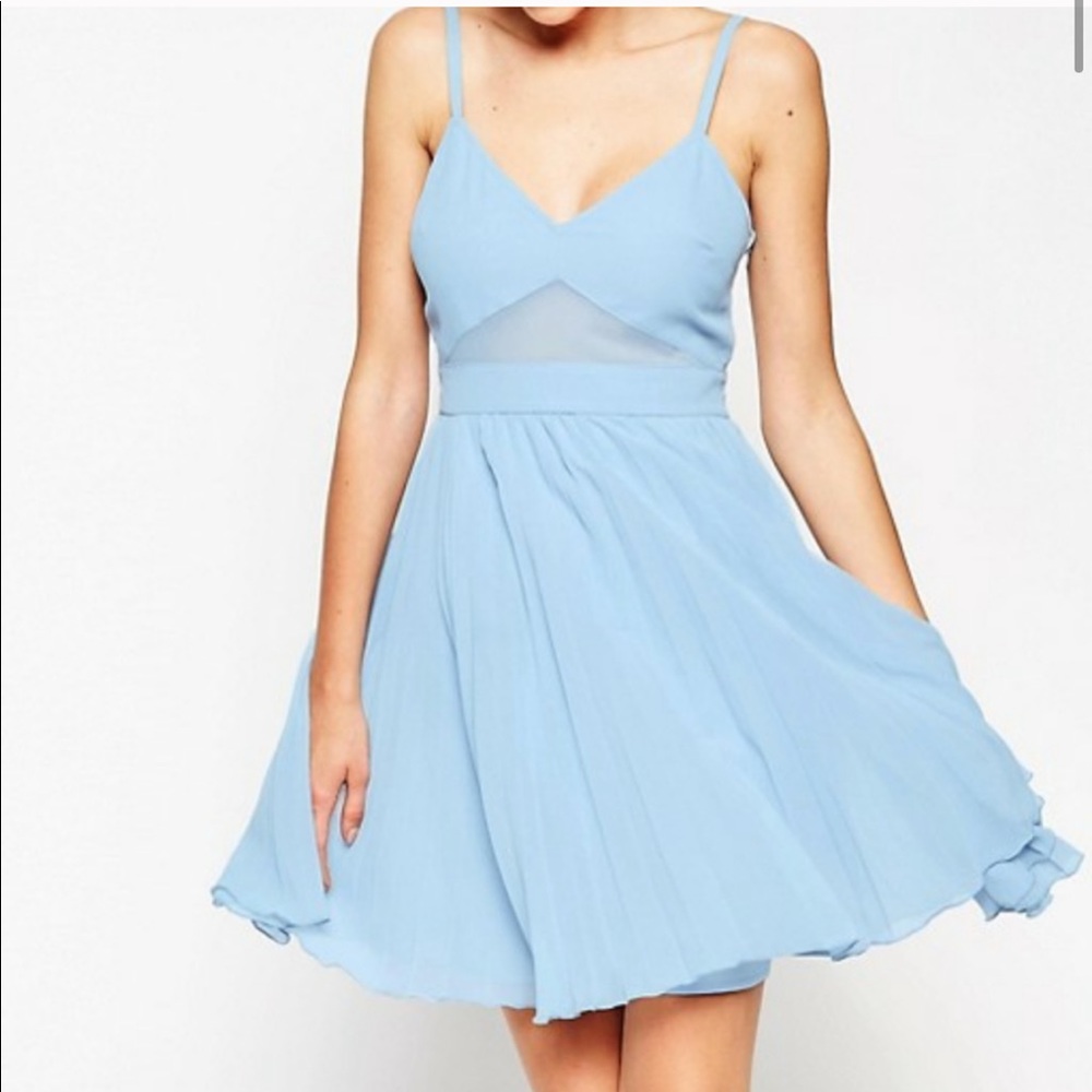 ASOS Sheer And Solid Pleated Cami Mini Dress